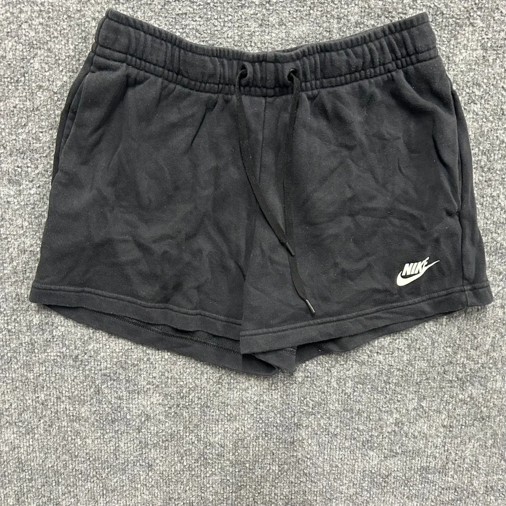 Nike Shorts Womens Size S Black Fleece Sweat Shorts Drawstring Casual Athletic